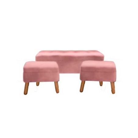 SET 3PZ PANCA VALENCIA ROSA ANTICO 100X40X40H/45X35X35H CM