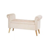 PANCA IMPERO VELVET BIANCA 112X40X62H CM