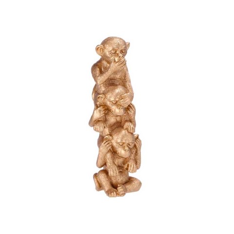 SCIMMIE ORO IN RESINA (NON PARLO, NON VEDO, NON SENTO) 9X8,5X30H CM