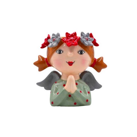 BIMBA CON FIORI PORTA VASO 15H CM