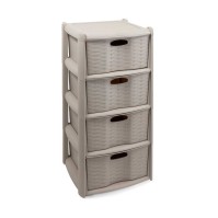 CASSETTIERA RATTAN 4 CASSETTI CON RUOTE 40X40X80H CM