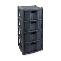 CASSETTIERA RATTAN 4 CASSETTI CON RUOTE 40X40X80H CM