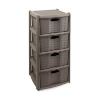 CASSETTIERA RATTAN 4 CASSETTI CON RUOTE 40X40X80H CM