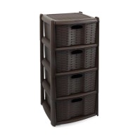 CASSETTIERA RATTAN 4 CASSETTI CON RUOTE 40X40X80H CM