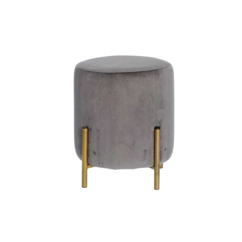 POUF ANTRACITE IN VELLUTO CON PIEDI IN METALLO D.30X36H CM