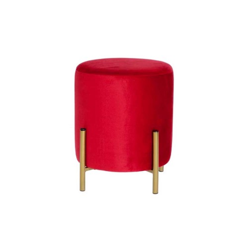 POUF BORDEAUX IN VELLUTO CON PIEDI IN METALLO D.30X36H CM