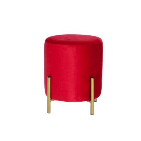 POUF BORDEAUX IN VELLUTO CON PIEDI IN METALLO D.30X36H CM