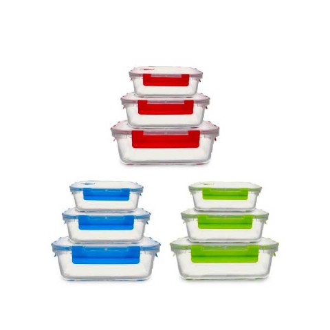 SET 3PZ CONTENITORI IN VETRO RETTANGOLARI 2/1,5/0,7 LT