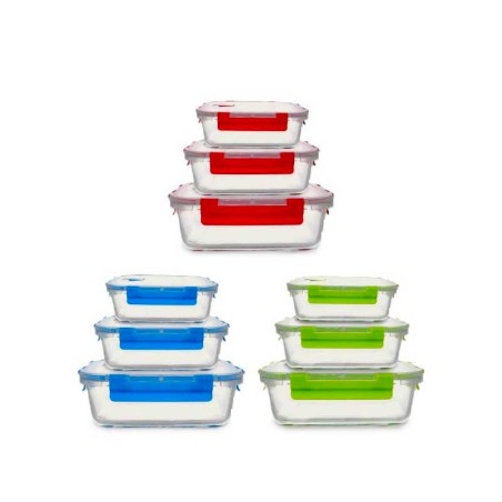 SET 3PZ CONTENITORI IN VETRO RETTANGOLARI 2/1,5/0,7 LT
