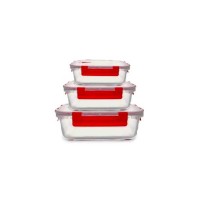 SET 3PZ CONTENITORI IN VETRO RETTANGOLARI 2/1,5/0,7 LT