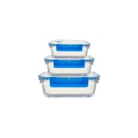SET 3PZ CONTENITORI IN VETRO RETTANGOLARI 2/1,5/0,7 LT