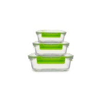 SET 3PZ CONTENITORI IN VETRO RETTANGOLARI 2/1,5/0,7 LT