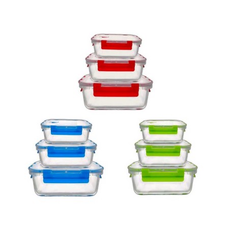 SET 3PZ CONTENITORI IN VETRO QUADRATI 2/1,5/1 LT