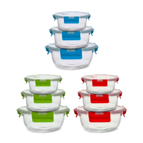 SET 3PZ CONTENITORI IN VETRO TONDI 2/1,5/1 LT