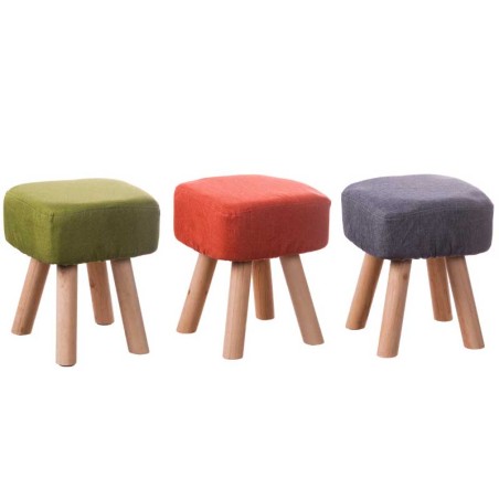 POUF BLAUS IN TESSUTO CON PIEDI IN LEGNO 26X26X35H CM