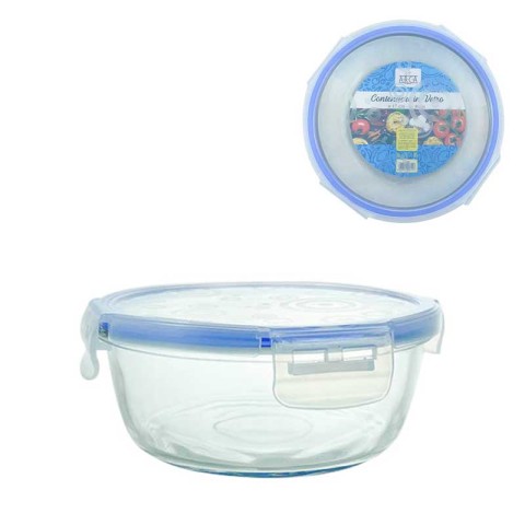 CONTENITORE IN VETRO TONDO CON TAPPO ERMETICO D.18X8H CM