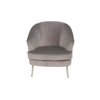 POLTRONA GEXY IN VELLUTO GRIGIA CON PIEDI IN METALLO 72X68X80H CM
