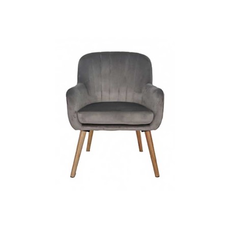 POLTRONA IN VELLUTO GRIGIA CON PIEDI IN LEGNO 62X66X84H CM