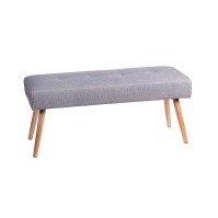 PANCA IN TESSUTO GRIGIA CON PIEDI IN LEGNO 110X40X47H CM