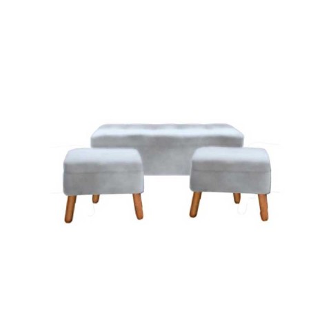 SET 3PZ PANCA VALENCIA GRIGIA 100X40X40H/45X35X35H CM
